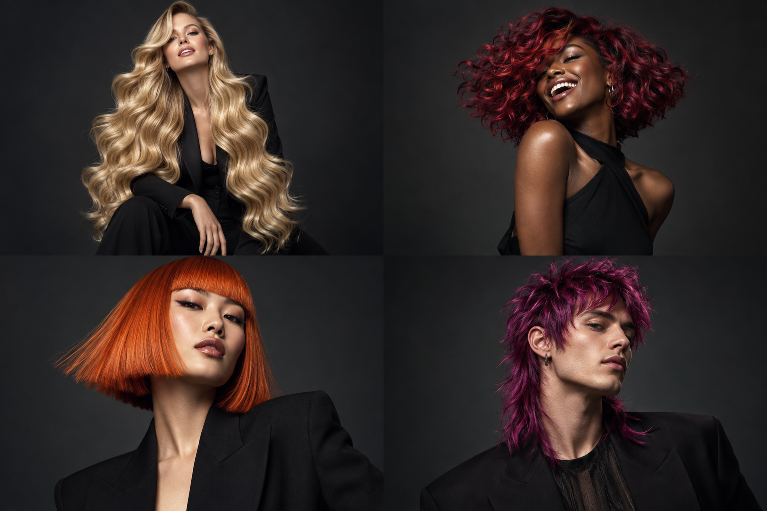Alchemy campaign portrait with long blonde Hollywood waves