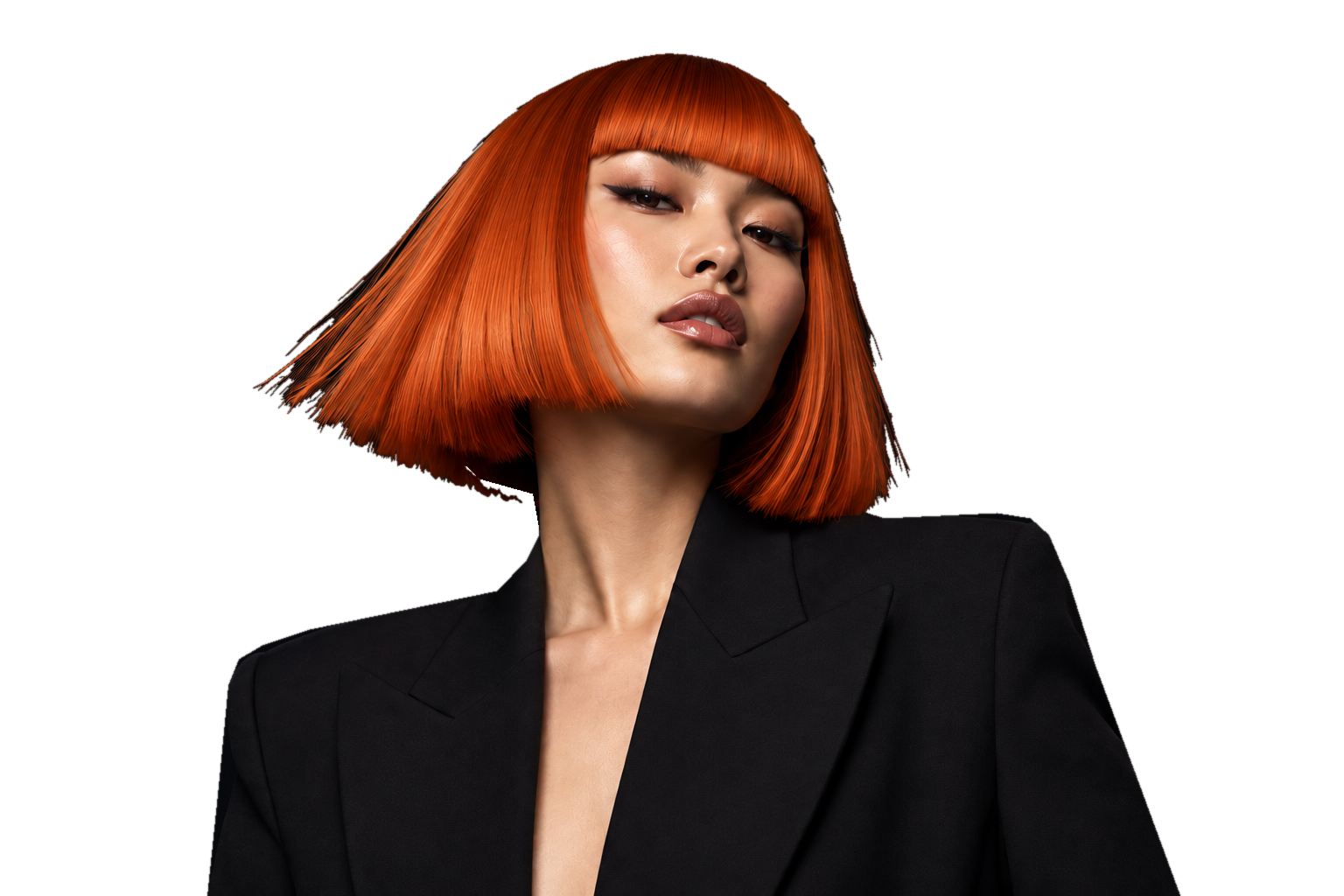 Alchemy campaign portrait with a sharp copper bob